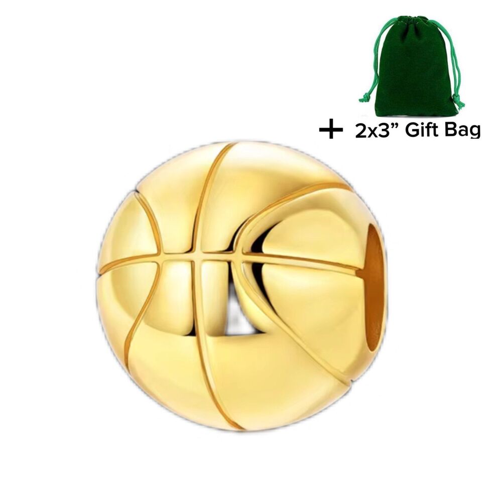 Gold Plated Basketball Charm Bead | 925 Silver | Brand New
